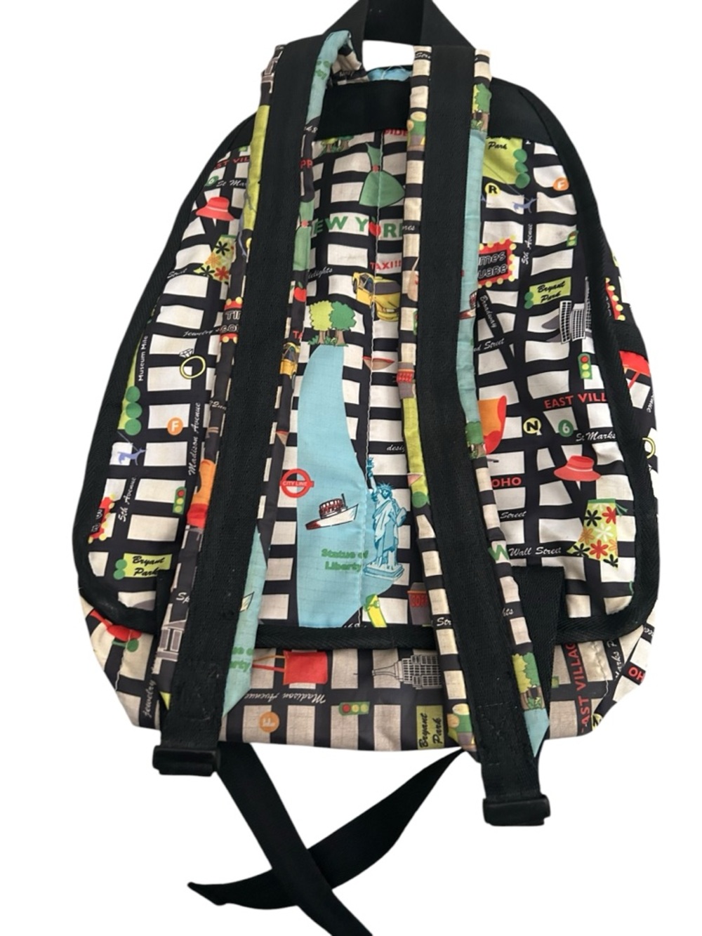 Rare LeSportsac Nylon Backpack in Multicolor New York Map Print - Picture 2 of 4